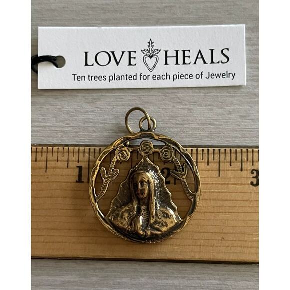 Love Heals Yellow Bronze Large Mercy Charm Be Creative Jewelry Ojai CA LH34 - Picture 4 of 7
